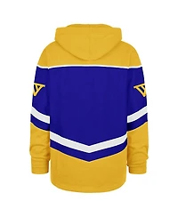 '47 Brand Men's Royal Golden State Warriors Oversized Tri-Satin Layup Lacer Pullover Hoodie