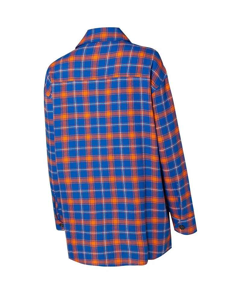 College Concepts Women's Blue/Orange New York Knicks Boyfriend Button-Up Nightshirt