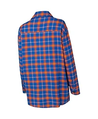 College Concepts Women's Blue/Orange New York Knicks Boyfriend Button-Up Nightshirt