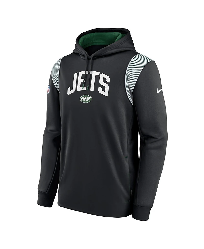 Nike Men's Black New York Jets Sideline Athletic Stack Performance Pullover Hoodie