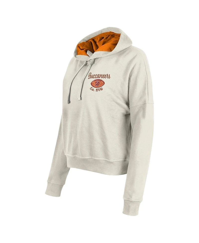 New Era Women's Cream Tampa Bay Buccaneers 3rd Down Historic Pullover Hoodie