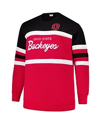 Mitchell & Ness Men's Scarlet Ohio State Buckeyes Big Tall Vintage Logo Head Coach Fleece Pullover Sweatshirt