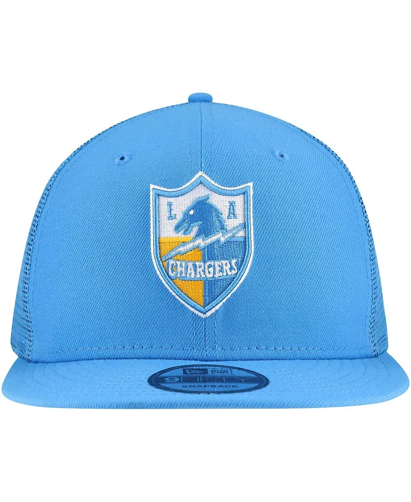 New Era Men's Powder Blue Los Angeles Chargers Throwback Main Trucker 9FIFTY Snapback Hat