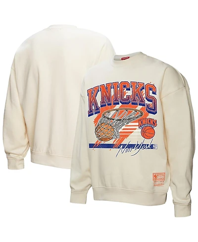 Mitchell & Ness Women's Cream New York Knicks Brush Bucket Pullover Sweatshirt