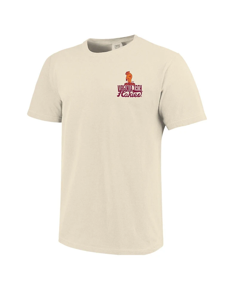 Image One Men's Cream Virginia Tech Hokies Comfort Colors Mascot Overlay T-Shirt