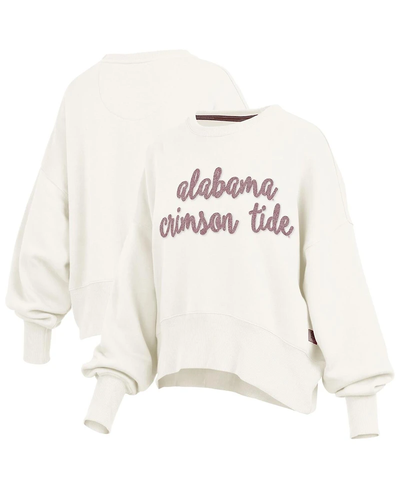 Pressbox Women's Cream Alabama Crimson Tide Chelsea Oversized Pullover Sweatshirt