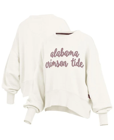 Pressbox Women's Cream Alabama Crimson Tide Chelsea Oversized Pullover Sweatshirt