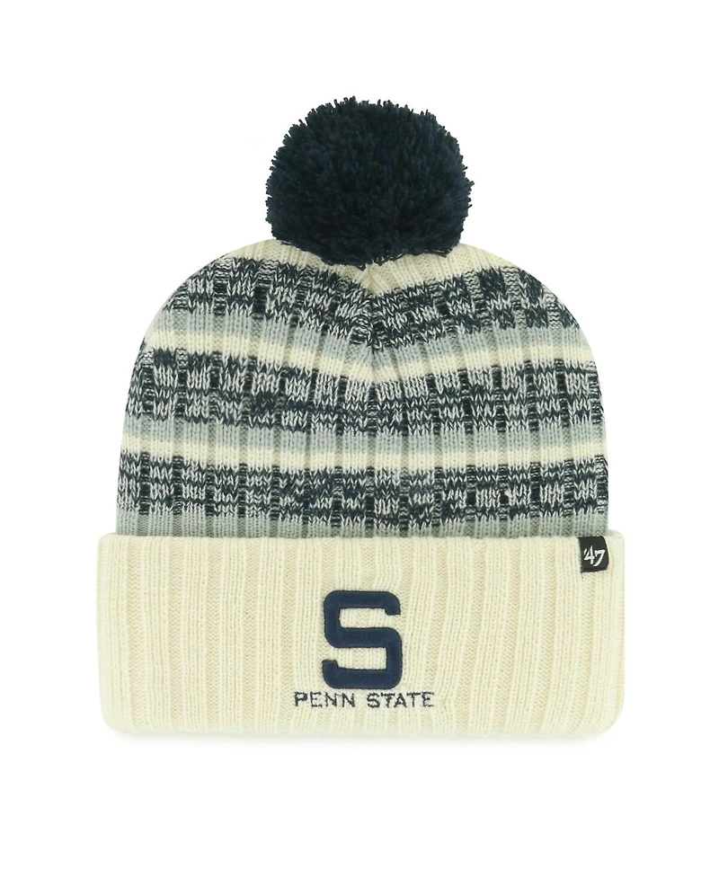 '47 Brand Men's Cream Penn State Nittany Lions Vintage Tavern Cuffed with Pom Knit Hat