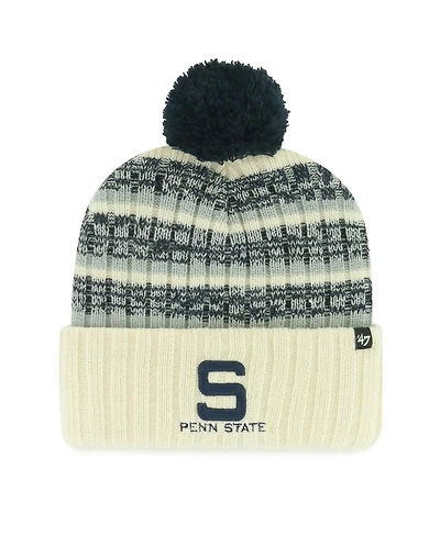 '47 Brand Men's Cream Penn State Nittany Lions Vintage Tavern Cuffed with Pom Knit Hat