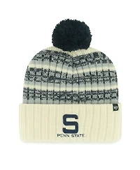 '47 Brand Men's Cream Penn State Nittany Lions Vintage Tavern Cuffed with Pom Knit Hat