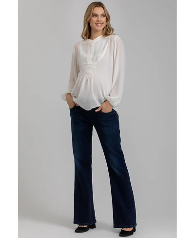 Pietro Brunelli Maternity Slim Fit Hi-Rise Flare Jeans with Elastic Waistband