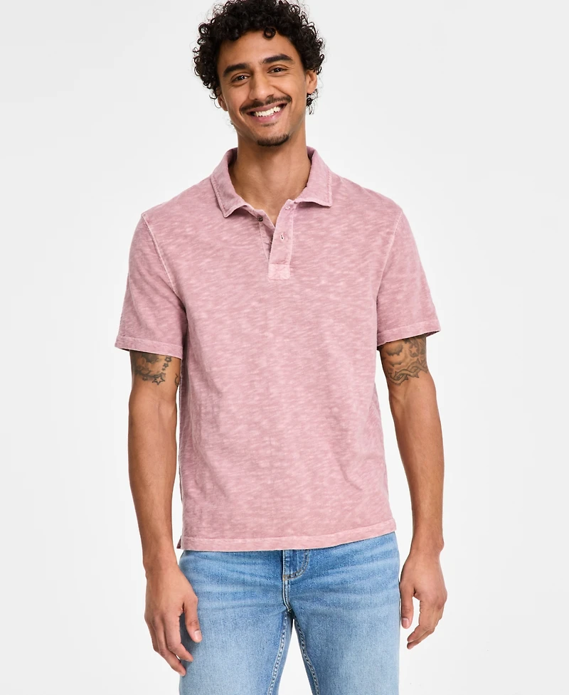 Sun + Stone Men's Regular-Fit Textured Polo Shirt, Created for Macy's
