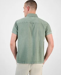 Sun + Stone Men's Blake Linen Chambray Short Sleeve Button-Front Shirt, Created for Macy's