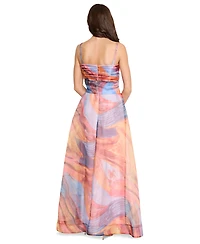 Tahari Women's Ruched-Bodice Sash-Waist Crossover-Skirt Dress