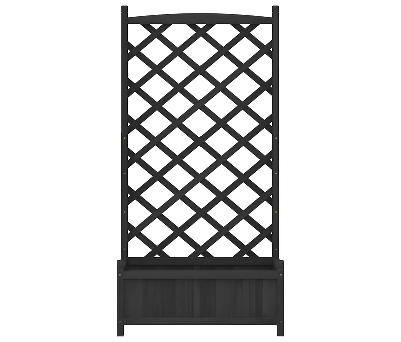 Planter with Trellis Black Solid Wood Fir