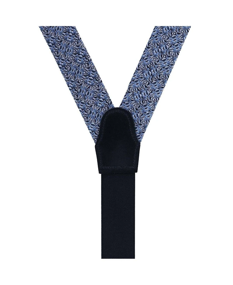 Trafalgar Men's Benito's Blue Basket Weave Pattern Silk Novelty Button End Suspenders
