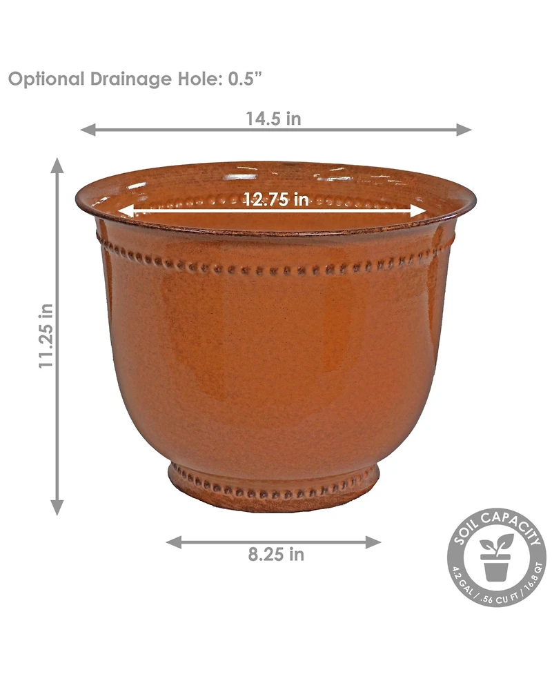 Michael Metal Indoor or Outdoor Planter with Drainage Hole - 14.5