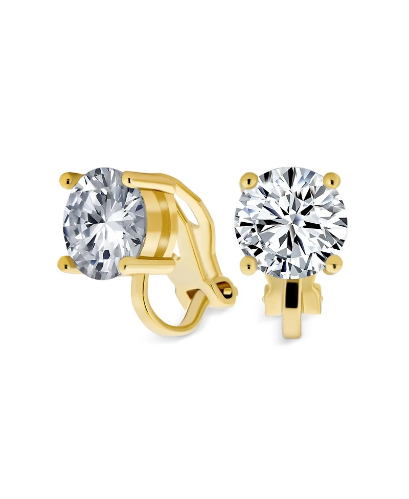 Bling Jewelry Set of 2 Multi Color Cz Clip-On Earrings Rose Gold Silver Plated For Non-Pierced
