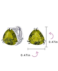 Bling Jewelry Triangle Shape Classic Large Statement 6CT Cz Solitaire Clip On Stud Earrings Rhodium Plated Brass Non Pierced 12MM
