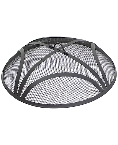 Outdoor Heavy-Duty Reinforced Steel Round Fire Pit Spark Screen with Ring Handle