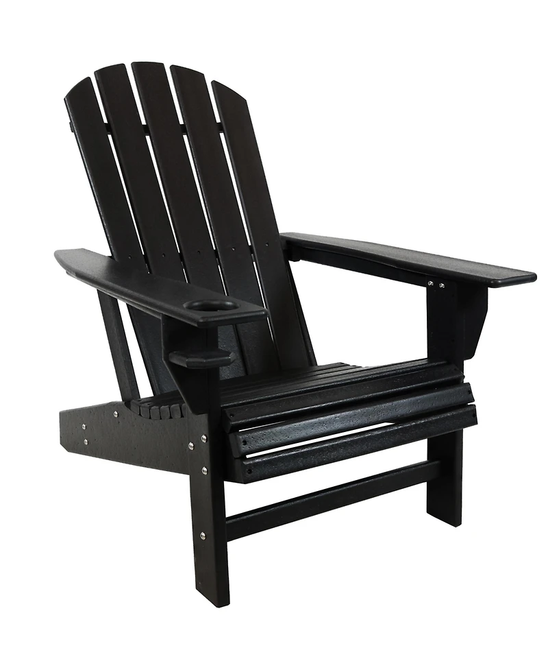 Adirondack Chair with Cup Holder - Outdoor All-Weather for the Fire Pit, Patio, Campsite, or Yard 300-Pound Capacity White