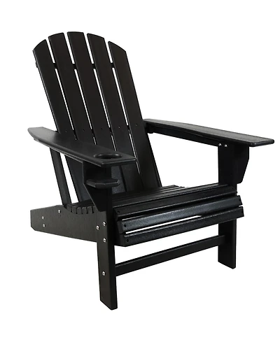 Adirondack Chair with Cup Holder - Outdoor All-Weather for the Fire Pit, Patio, Campsite, or Yard 300-Pound Capacity White