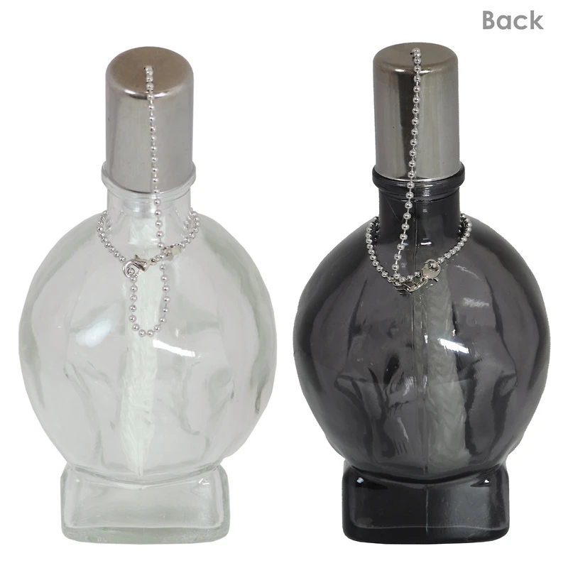 Grinning Skull Glass Tabletop Torches - Clear and Black