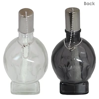 Grinning Skull Glass Tabletop Torches - Clear and Black