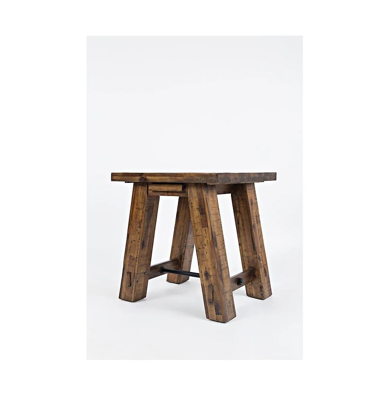 Cannon Valley Rustic Distressed Industrial Trestle End Table
