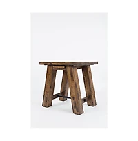 Cannon Valley Rustic Distressed Industrial Trestle End Table