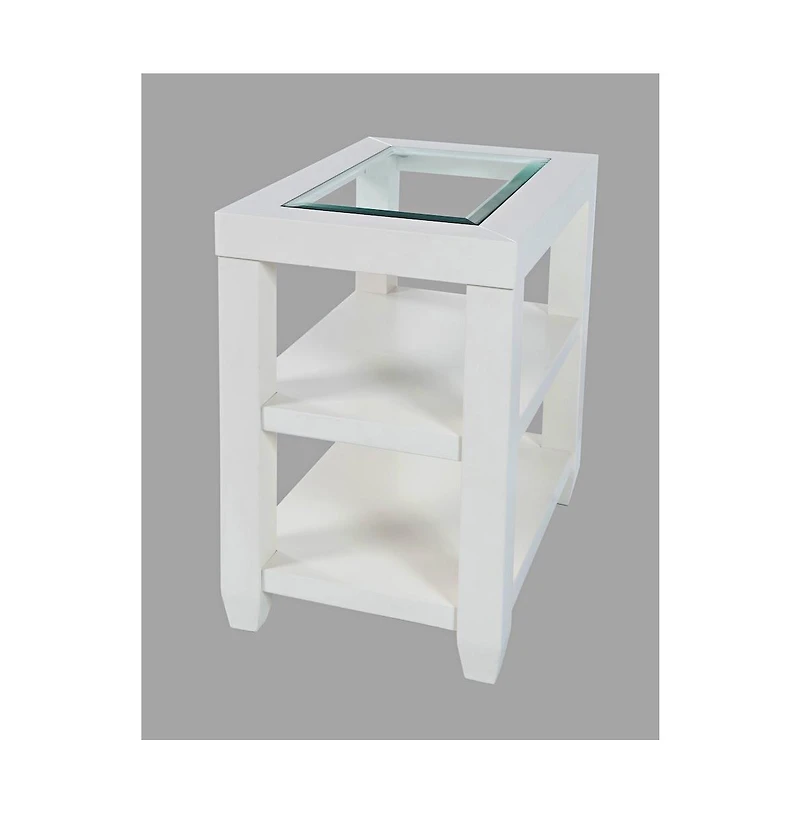Urban Icon Contemporary Glass Inlay Chair Side End Table with Storage