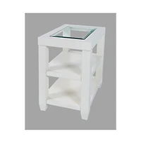 Urban Icon Contemporary Glass Inlay Chair Side End Table with Storage