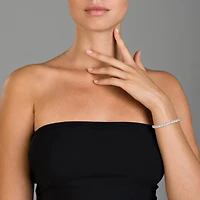 Sterling Silver White Gold Plated with 5mm Round Prong Set Cubic Zirconia Tennis Bracelet