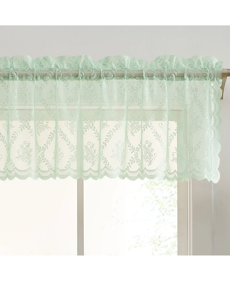 Hlc.me Isabella Floral Rod Pocket Lace Semi Sheer Voile Short Valance for Small
