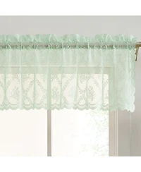 Hlc.me Isabella Floral Rod Pocket Lace Semi Sheer Voile Short Valance for Small