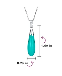 Bling Jewelry Elongated Teardrop Natural Stone Pendant Necklace Sterling Silver