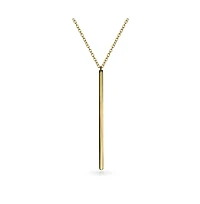 Bling Jewelry Minimalist Modern Design Vertical Linear Flat Bar Pendant Necklace .925 Sterling Silver