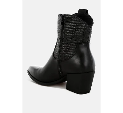 Big Mood Raffia & Faux Leather Cowboy Boots Women