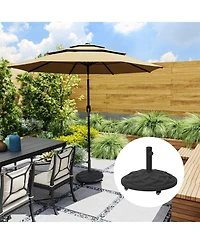 Outsunny Round Patio Umbrella Base with Wheels, 44 lbs Resin Umbrella Sd
