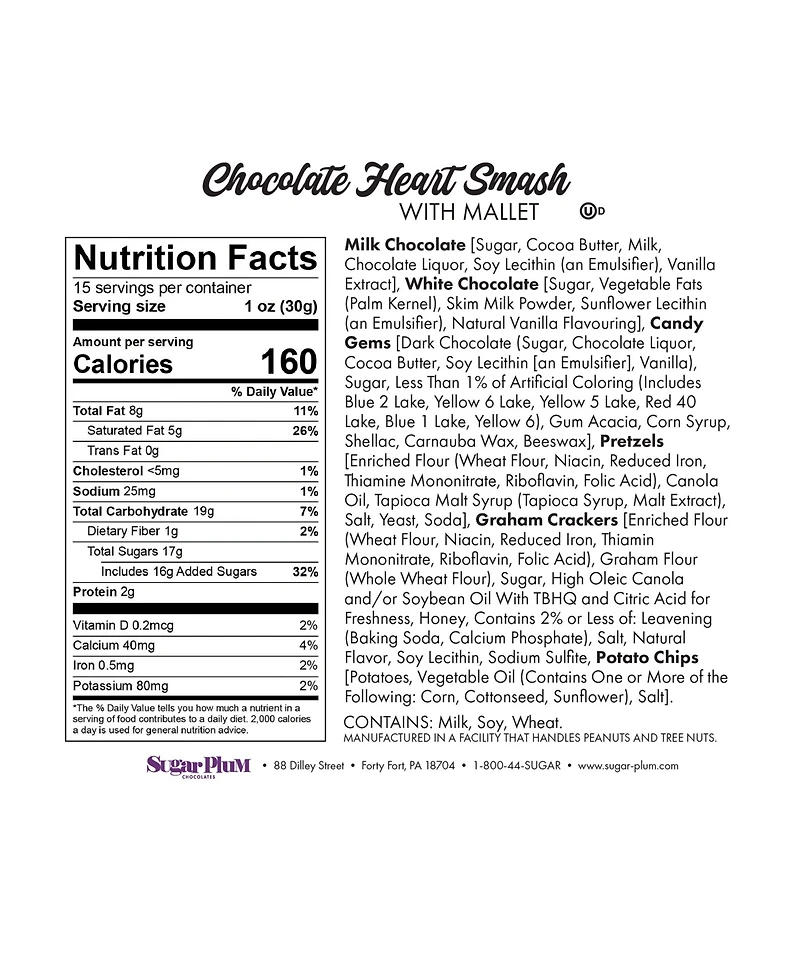Sugar Plum Chocolates Chocolate Heart Smash with Mallet, 12 oz.