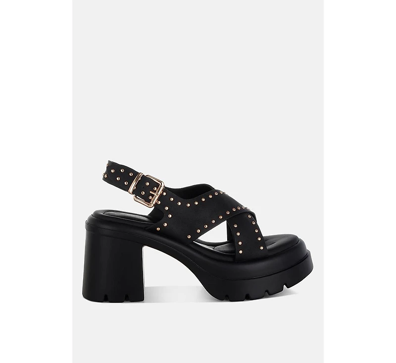 Nambo Stud Embellished Block Heel Women