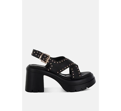 Nambo Stud Embellished Block Heel Women