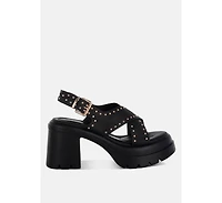 Nambo Stud Embellished Block Heel Women