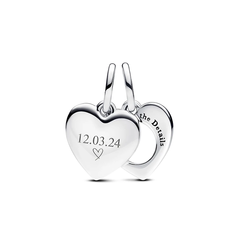 Pandora Engravable Heart Magnifying Glass Double Dangle Charms