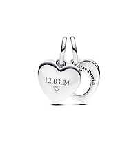 Pandora Engravable Heart Magnifying Glass Double Dangle Charms