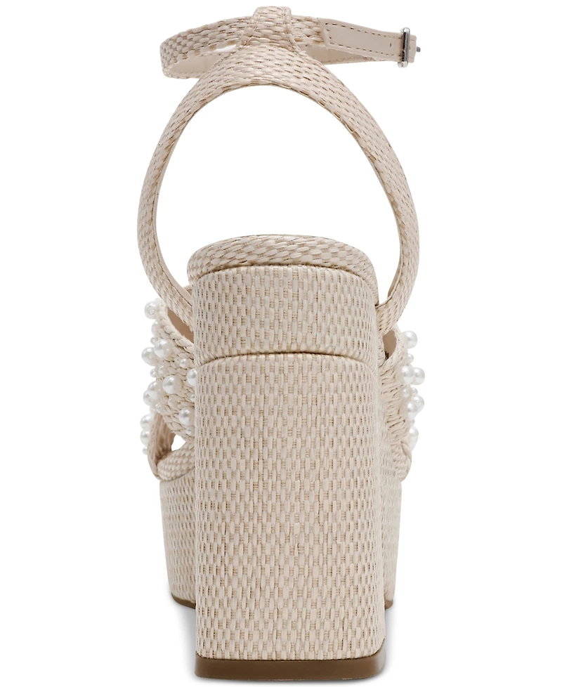 Dv Dolce Vita Women's Waylan Raffia Platform Crossband Dress Sandals