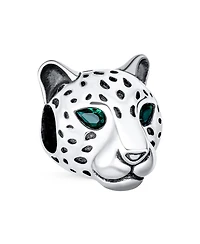 Bling Jewelry Jaguar Panther Charm Bead with Green Cz Eyes in Oxidized Sterling Silver Bracelets