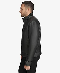 Men's Skeld Leather Jacket with Removable Faux Rabbit Lined Interior