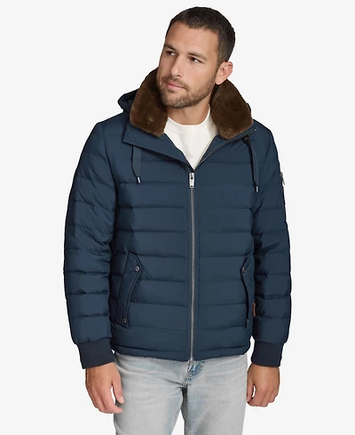 Men's Loxton Down Coat with Removable Faux Rabbit Collar