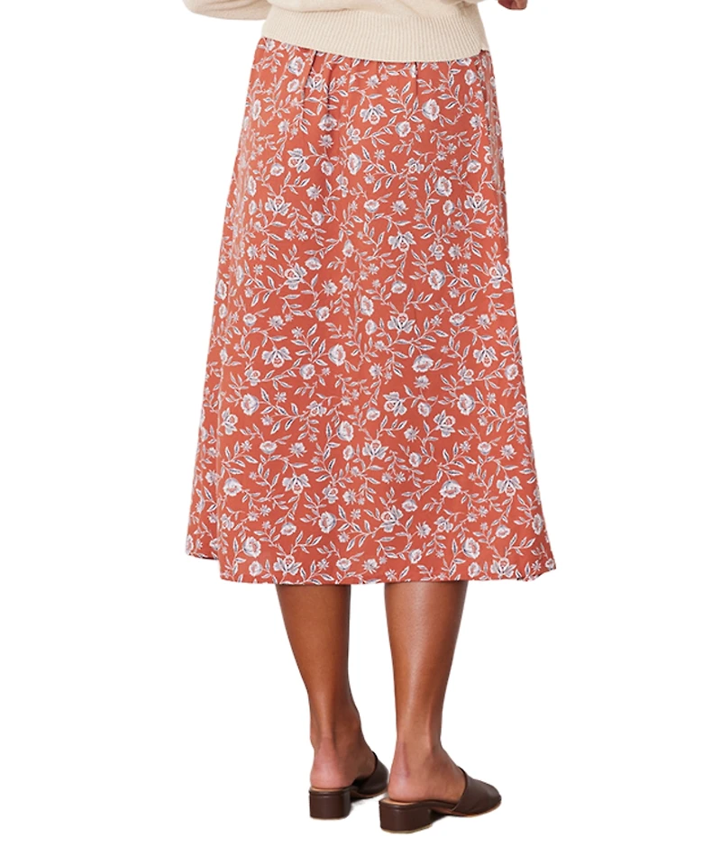 Paneros Clothing Women's Floral Printed Avery Midi Skirt Adobe
